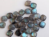 10mm Labradorite Cushion Cut Stones, Natural Labradorite Both Side Faceted