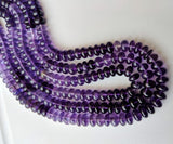 6-8mm Shaded Amethyst Plain Rondelle Beads, Natural Shaded Purple Amethyst Plain