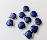 16.5mm Lapis Lazuli Bezel Connectors, 5 Pcs Lapis Lazuli 925 Silver Connectors