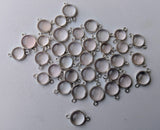 12.5-14.5mm Rose Quartz Bezel Connector, Rose Quartz 925 Silver Connector, 5 pcs