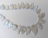 6x12 mm-14x20 mm Rainbow Moonstone Leaf Hand Carved Beads, Natural Moonstone