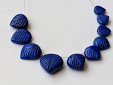 7.5-14 mm Lapis Lazuli Hand Carved Leaf Heart Beads, 12Pcs Natural Lapis Lazuli