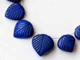 7.5-14 mm Lapis Lazuli Hand Carved Leaf Heart Beads, 12Pcs Natural Lapis Lazuli