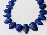 13-18 mm Lapis Lazuli Hand Carved Leaf Pear Beads, 9 Pcs Natural Lapis Lazuli