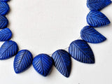 13-18 mm Lapis Lazuli Hand Carved Leaf Pear Beads, 9 Pcs Natural Lapis Lazuli