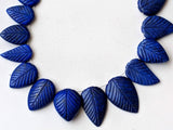 13-18 mm Lapis Lazuli Hand Carved Leaf Pear Beads, 9 Pcs Natural Lapis Lazuli