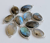 19.5mm-21mm Labradorite Faceted Bezel Connectors, 5Pcs Natural Labradorite Both