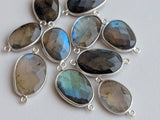 19.5mm-21mm Labradorite Faceted Bezel Connectors, 5Pcs Natural Labradorite Both