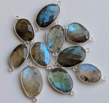 19.5mm-21mm Labradorite Faceted Bezel Connectors, 5Pcs Natural Labradorite Both