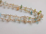 4-8mm Multi Aquamarine Wire Wrapped Chip Bead Aqua Rosary Style Beaded Chain 925