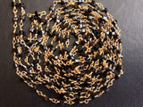 4.5mm Black Spinel Facet Cube Bead in 925 Silver Wire Wrapped Rosary Style Chain