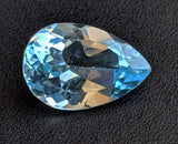 14.9x19.5mm Blue Topaz Pear Cut Stone, Natural Blue Topaz Full Pear Cut Stone, Loose Blue Topaz Pointed Back Stone, Topaz Ring Size