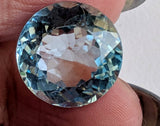 15mm Blue Topaz Round Cut Stone, Natural Blue Topaz Brilliant Cut Stone