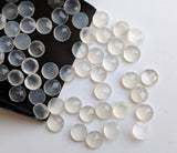 8.5mm White Chalcedony Rose Cut Round Cabochon, Natural White Rose Cut Flat Back