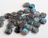 10mm Labradorite Cushion Cut Stones, Natural Labradorite Both Side Faceted