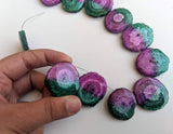 25-30 mm Solar Quartz Bead, Slices Shaded Pink & Green Solar Quartz, 5 Pcs Solar