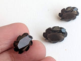 3 Pc Set Smoky Quartz Fancy Oval Flower Hand Carved Cut Stones, Filigree Finding