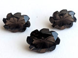 3 Pc Set Smoky Quartz Fancy Oval Flower Hand Carved Cut Stones, Filigree Finding