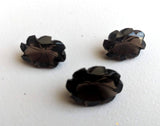 3 Pc Set Smoky Quartz Fancy Oval Flower Hand Carved Cut Stones, Filigree Finding