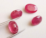 7.9x10.5mm-8.6x11.6mm Ruby Glass Filled Oval Cut Cabochons, Oval Faceted Ruby