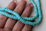 6mm Blue Opal Beads, Blue Opal Plain Smooth Tyre Beads, Blue Opal Spacer Beads