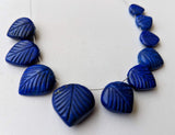 7.5-14 mm Lapis Lazuli Hand Carved Leaf Heart Beads, 12Pcs Natural Lapis Lazuli