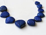 7.5-14 mm Lapis Lazuli Hand Carved Leaf Heart Beads, 12Pcs Natural Lapis Lazuli