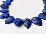 13-18 mm Lapis Lazuli Hand Carved Leaf Pear Beads, 9 Pcs Natural Lapis Lazuli