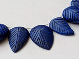 13-18 mm Lapis Lazuli Hand Carved Leaf Pear Beads, 9 Pcs Natural Lapis Lazuli