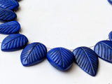 13-18 mm Lapis Lazuli Hand Carved Leaf Pear Beads, 9 Pcs Natural Lapis Lazuli