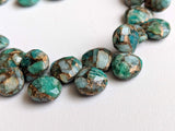 10-11 mm Mojave Amazonite Copper Turquoise Faceted Heart Beads, Copper Turquoise