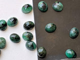 7x9mm Emerald Rose Cut Cabochons, Natural Emerald Oval Faceted Flat Back