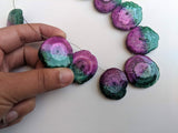 25-30 mm Solar Quartz Bead, Slices Shaded Pink & Green Solar Quartz, 5 Pcs Solar