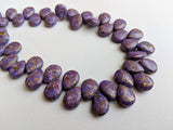 7x10 mm Mojave Purple Copper Turquoise Plain Pear Beads, Copper Turquoise Fancy