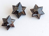 3 Pc Set Smoky Brown Quartz Fancy Star Hand Carved Cut Stones, Filigree Finding