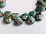 10-11 mm Mojave Amazonite Copper Turquoise Faceted Heart Beads, Copper Turquoise