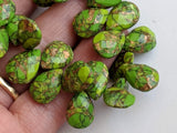 8x12 mm Mojave Green Copper Turquoise Faceted Pear Bead, Green Copper Turquoise