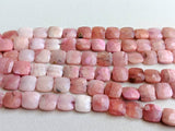 8.5mm Pink Opal Beads, Pink Opal Cushion Cut Square Beads, 24 PcsOpal Faceted