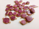 16-20mm Rough Pink Sapphire Bezel Connectors, 5 Pcs Natural Pink Sapphire Raw