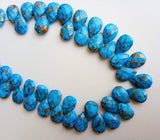 8x11 mm Mojave Blue Copper Turquoise Faceted Pear Beads, Copper Turquoise Fancy