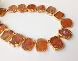 11-13mm Sunstone Slice Beads, Sunstone Electroplated Beads, Sunstone Necklace