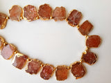 11-13mm Sunstone Slice Beads, Sunstone Electroplated Beads, Sunstone Necklace