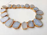 12.5-16.5mm Blue Lace Agate Slice Bead Electroplated Lace Agate Bead Lace Agate