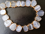 12.5-16.5mm Blue Lace Agate Slice Bead Electroplated Lace Agate Bead Lace Agate