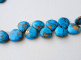 8-9 mm Mojave Blue Copper Turquoise Plain Heart Beads, Copper Turquoise Fancy