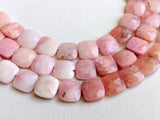 8.5mm Pink Opal Beads, Pink Opal Cushion Cut Square Beads, 24 PcsOpal Faceted