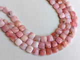 8.5mm Pink Opal Beads, Pink Opal Cushion Cut Square Beads, 24 PcsOpal Faceted