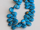 7x10 mm-8x12 mm Mojave Blue Copper Turquoise Plain Pear Beads, Copper Turquoise