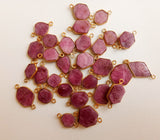 16-20mm Rough Pink Sapphire Bezel Connectors, 5 Pcs Natural Pink Sapphire Raw