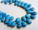8x11 mm Mojave Blue Copper Turquoise Faceted Pear Beads, Copper Turquoise Fancy